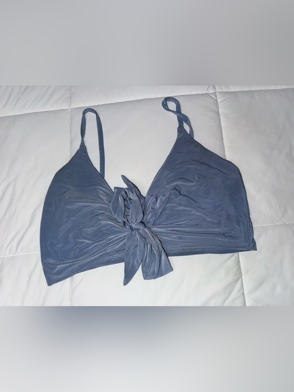 PrettyLittleThing Dusty Blue Tie-Front Bralette